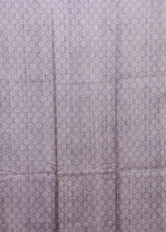 Grey Tussar Silk Saree With Blouse Piece - Image 5