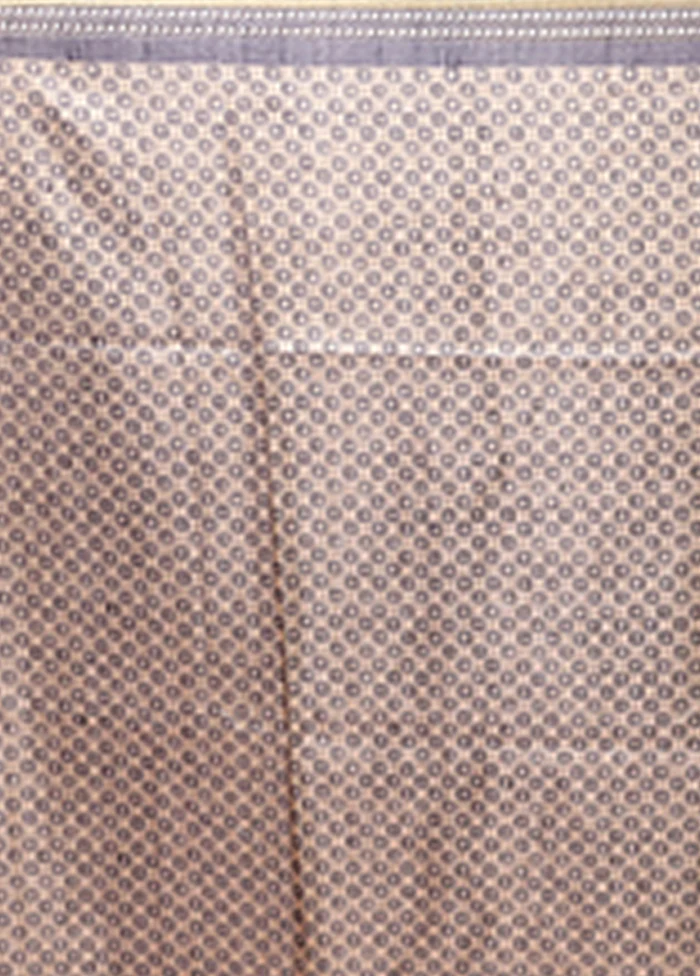 Grey Tussar Silk Saree With Blouse Piece - Image 5