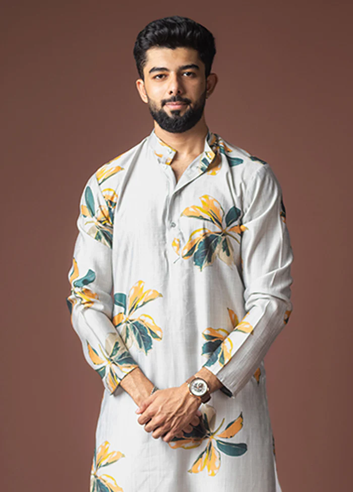 Grey Viscose Kurta & Pajama Set - Image 2