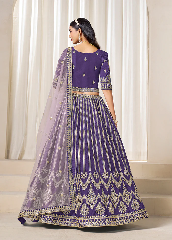 Lavender Blended Silk Dupatta Lehenga Set - Image 3