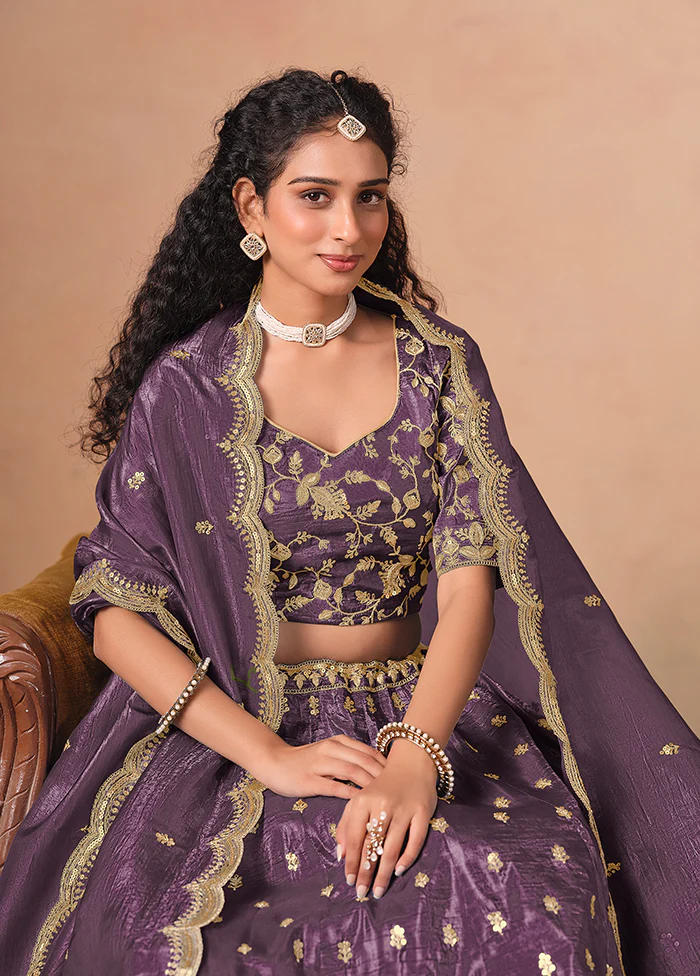 Lavender Blended Silk Lehenga Set - Image 2