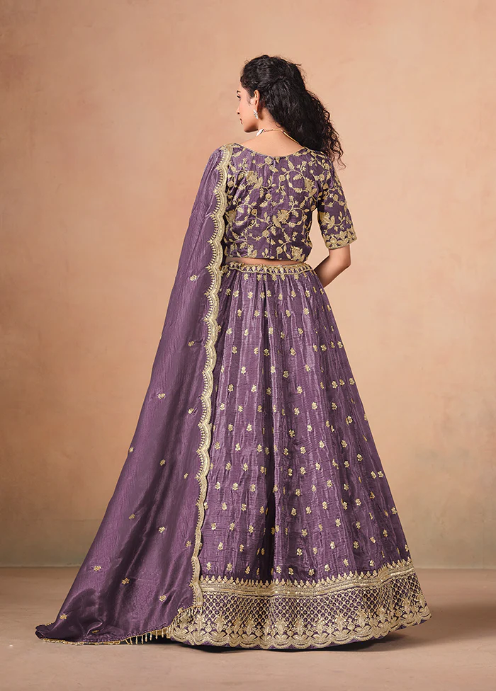 Lavender Blended Silk Lehenga Set - Image 3