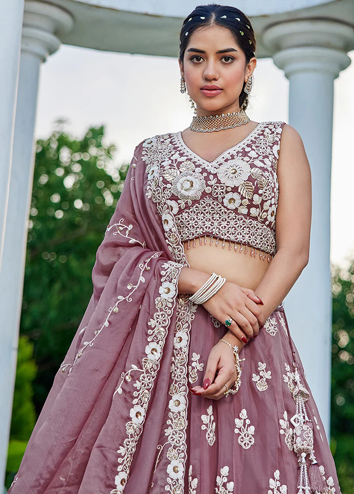 Lavender Blended Silk Ready to wear Lehenga Set - Image 2