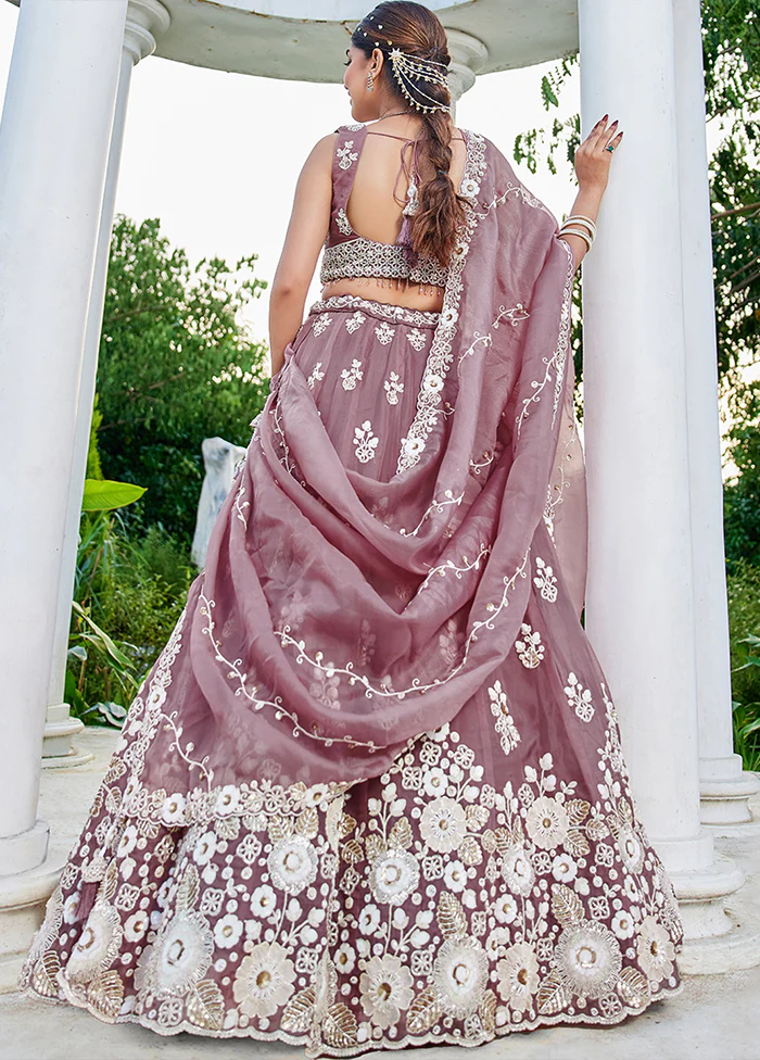 Lavender Blended Silk Ready to wear Lehenga Set - Image 3