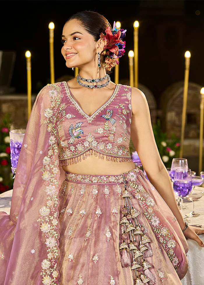Lavender Blended Silk Ready to wear Lehenga Set - Image 2