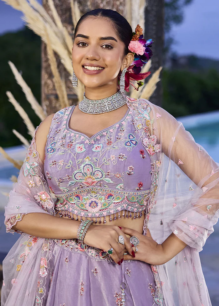 Lavender Blended Silk Lehenga Set - Image 2