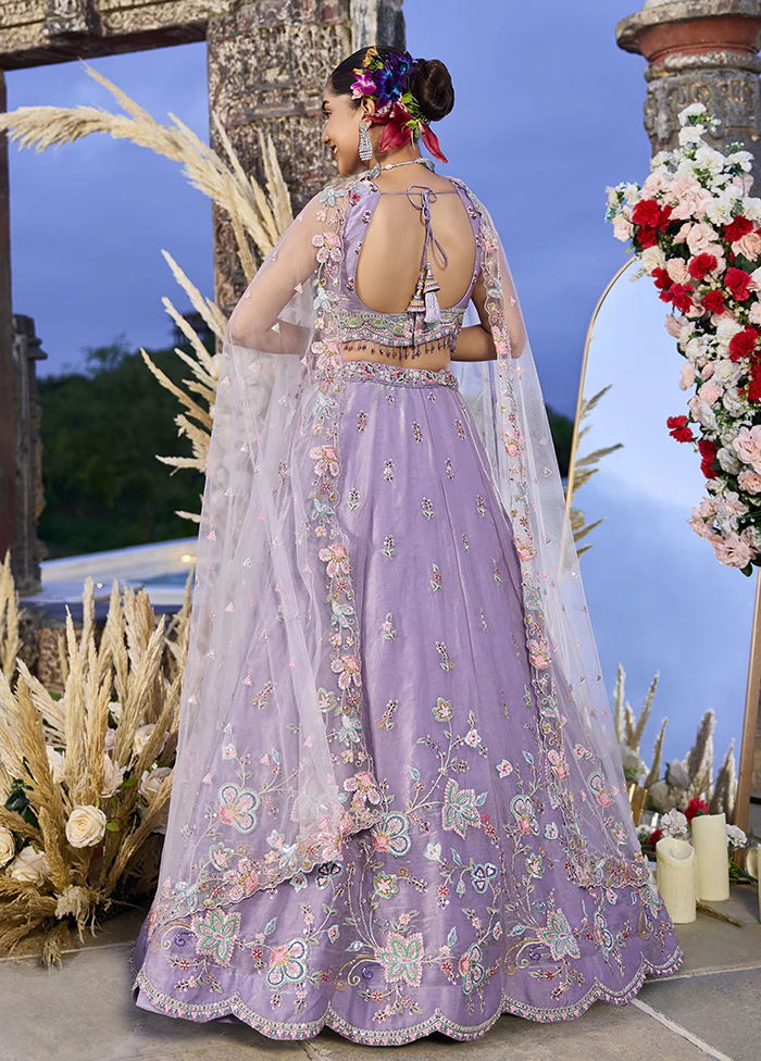 Lavender Blended Silk Lehenga Set - Image 3