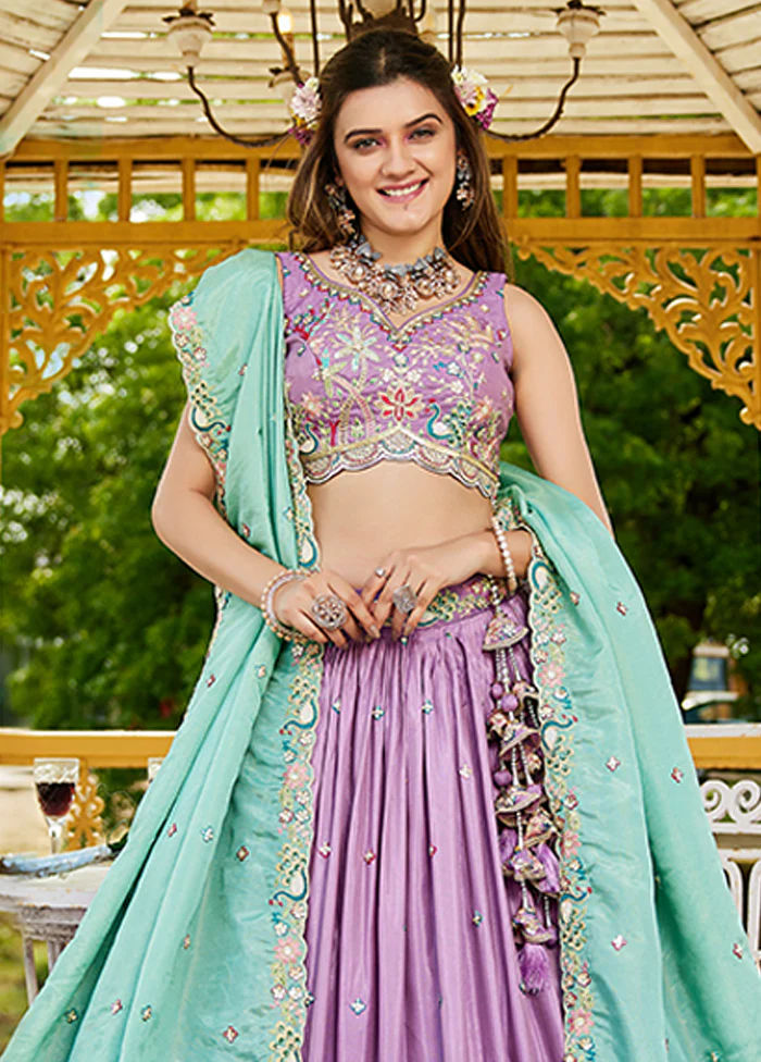 Lavender Blended Silk Lehenga Set - Image 2