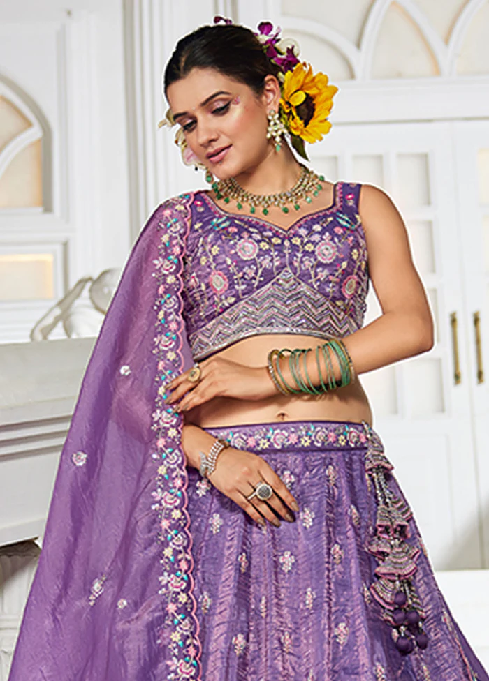 Lavender Blended Silk Lehenga Set - Image 2