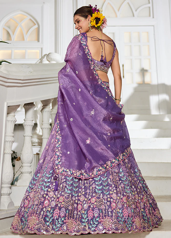 Lavender Blended Silk Lehenga Set - Image 3