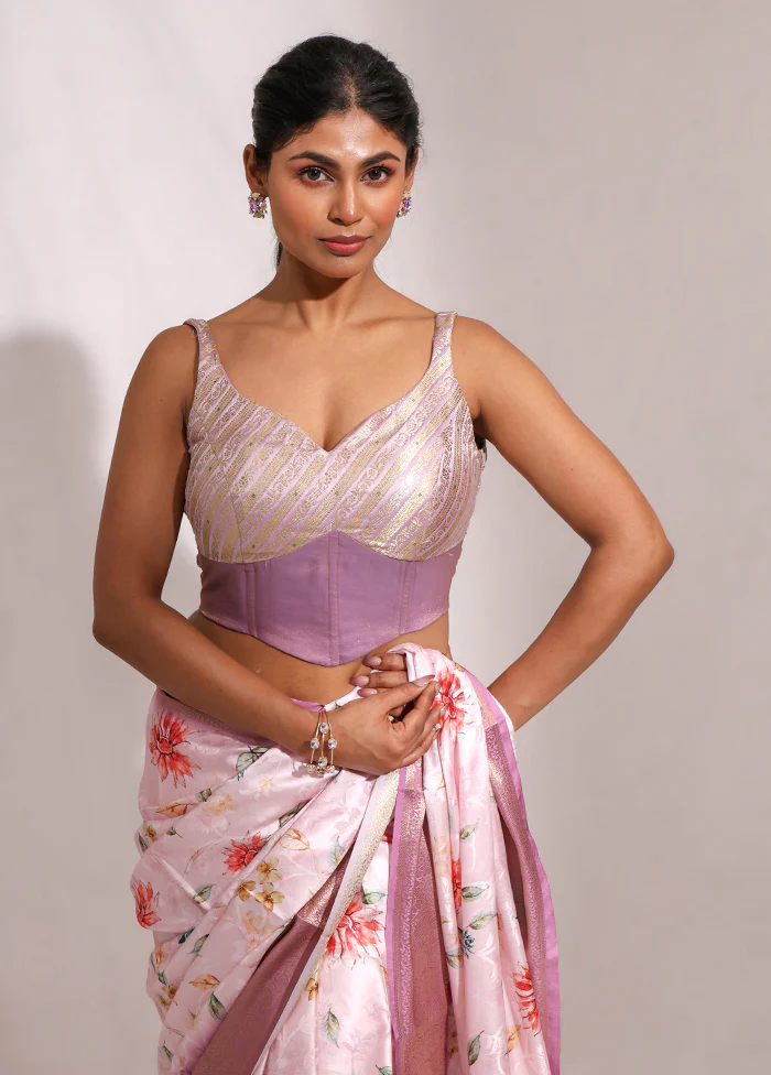 Lavender Sweetheart Neck Designer Blouse