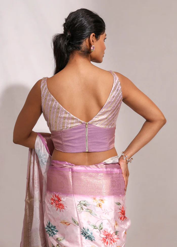 Lavender Sweetheart Neck Designer Blouse - Image 2
