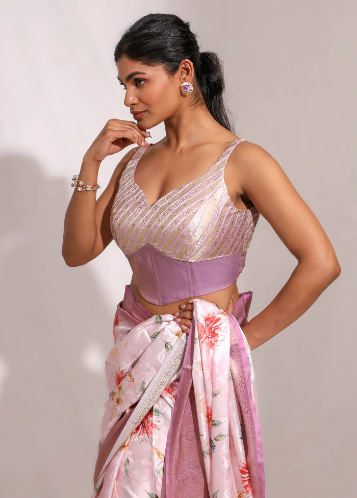 Lavender Sweetheart Neck Designer Blouse - Image 3