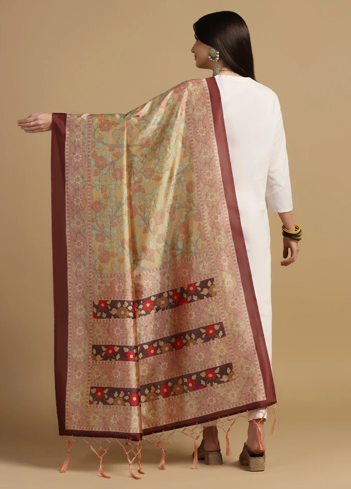 Maroon Banarasi Silk Dupatta - Image 2