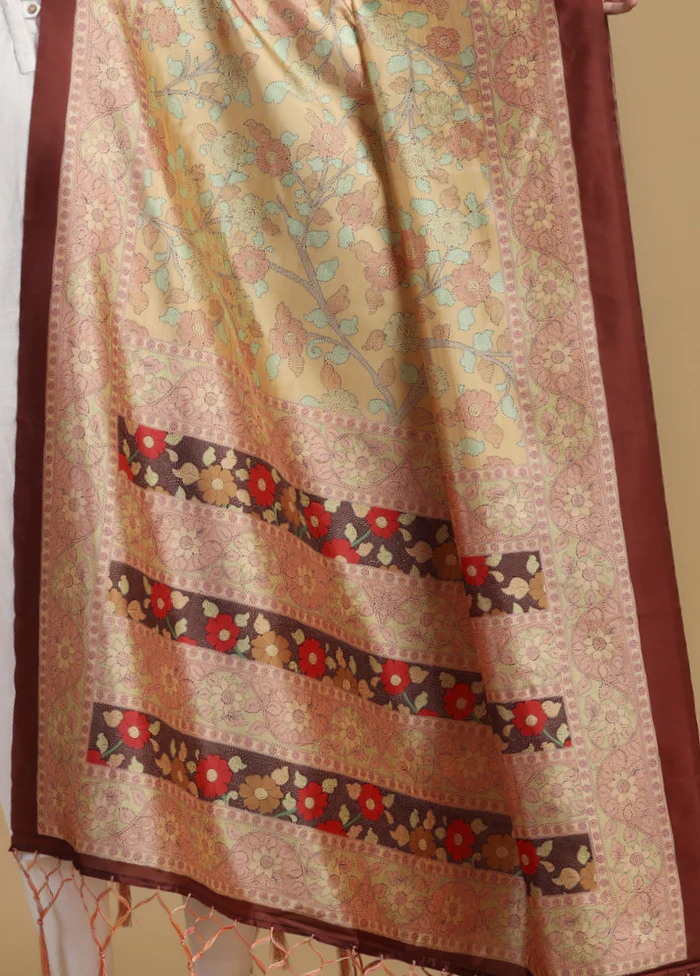 Maroon Banarasi Silk Dupatta - Image 3