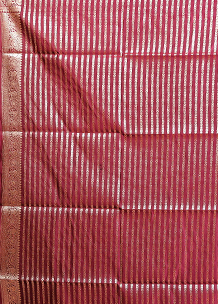 Maroon Banarasi Silk Saree With Blouse Piece - Image 5