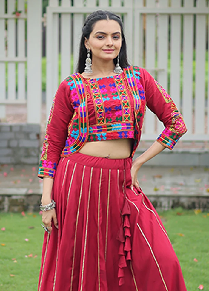 Maroon Blended Silk Lehenga Set - Image 2