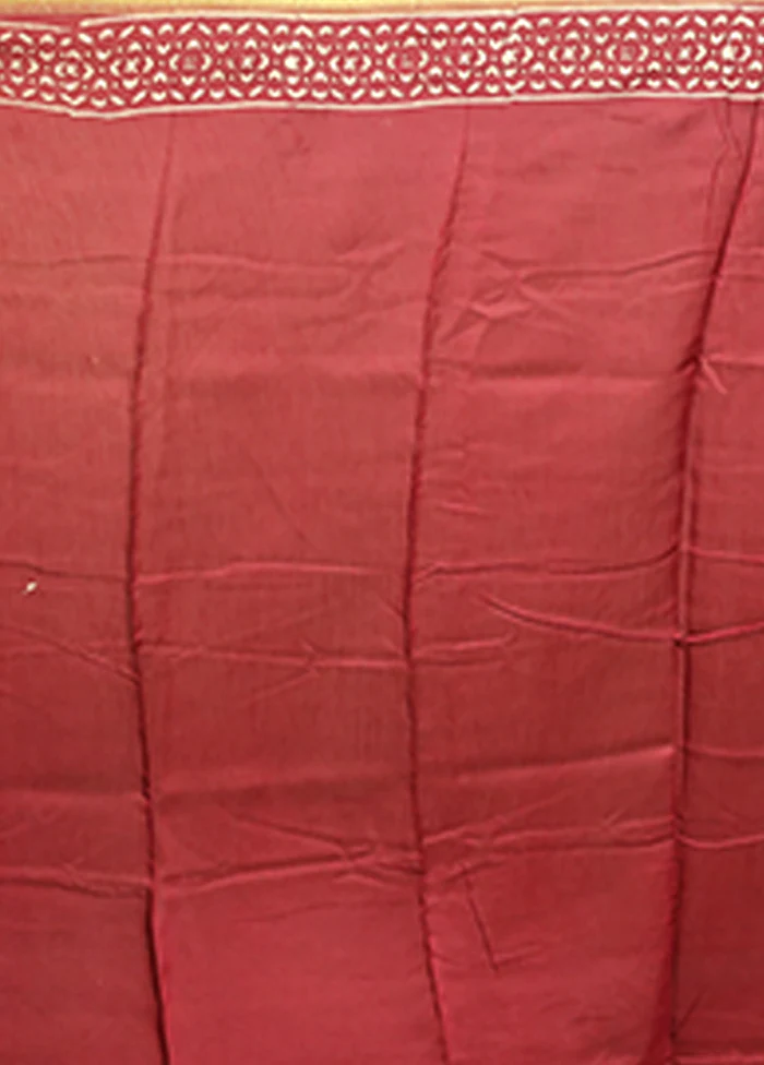 Maroon Chanderi Cotton Saree With Blouse Piece - Image 5