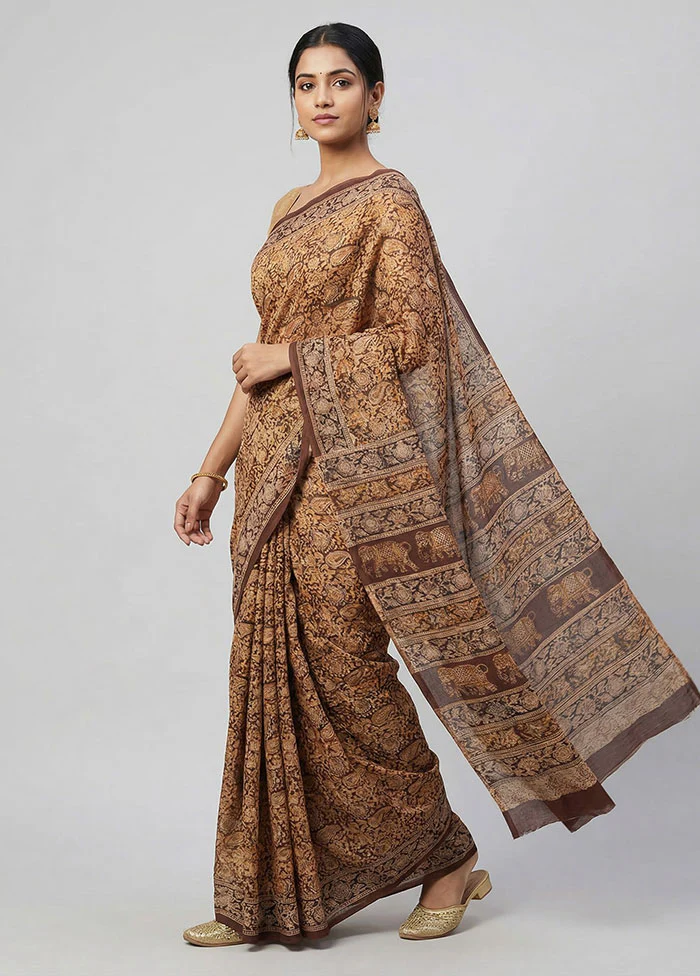 Maroon Chanderi Cotton Saree With Blouse Piece