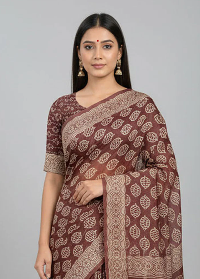 Maroon Chanderi Silk Saree With Blouse Piece - Image 2