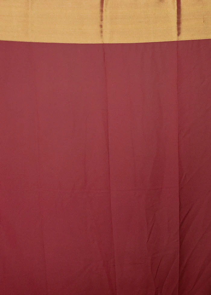 Maroon Chiffon Silk Saree With Blouse Piece - Image 5