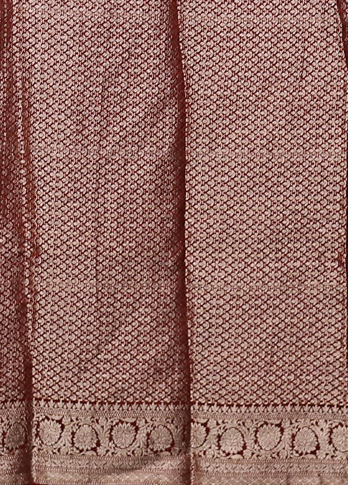 Maroon Chiffon Silk Saree With Blouse Piece - Image 5