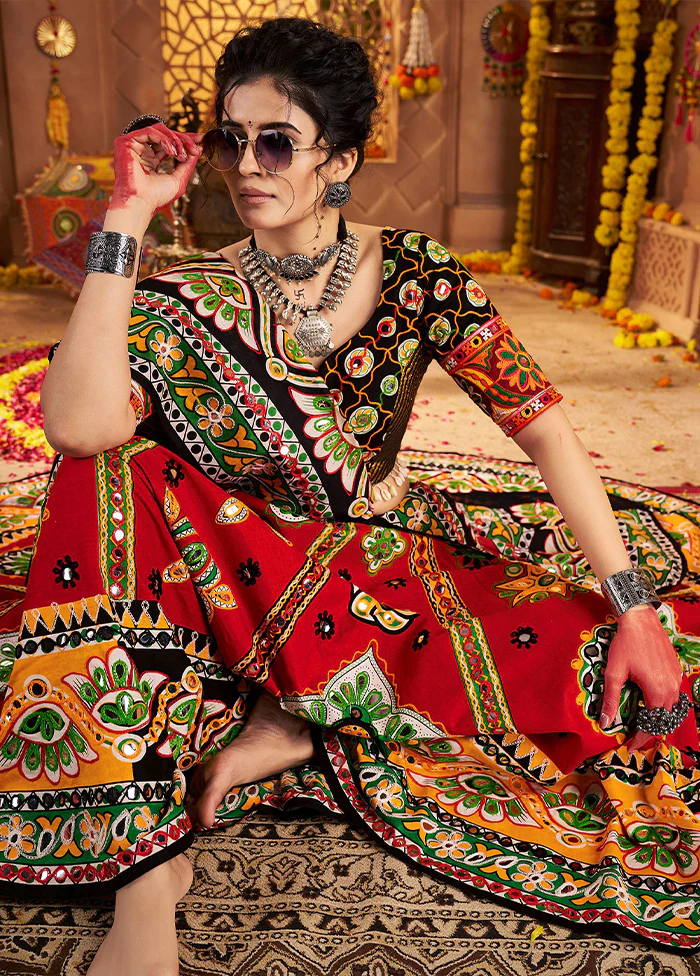 Maroon Cotton Dupatta Lehenga Set - Image 2