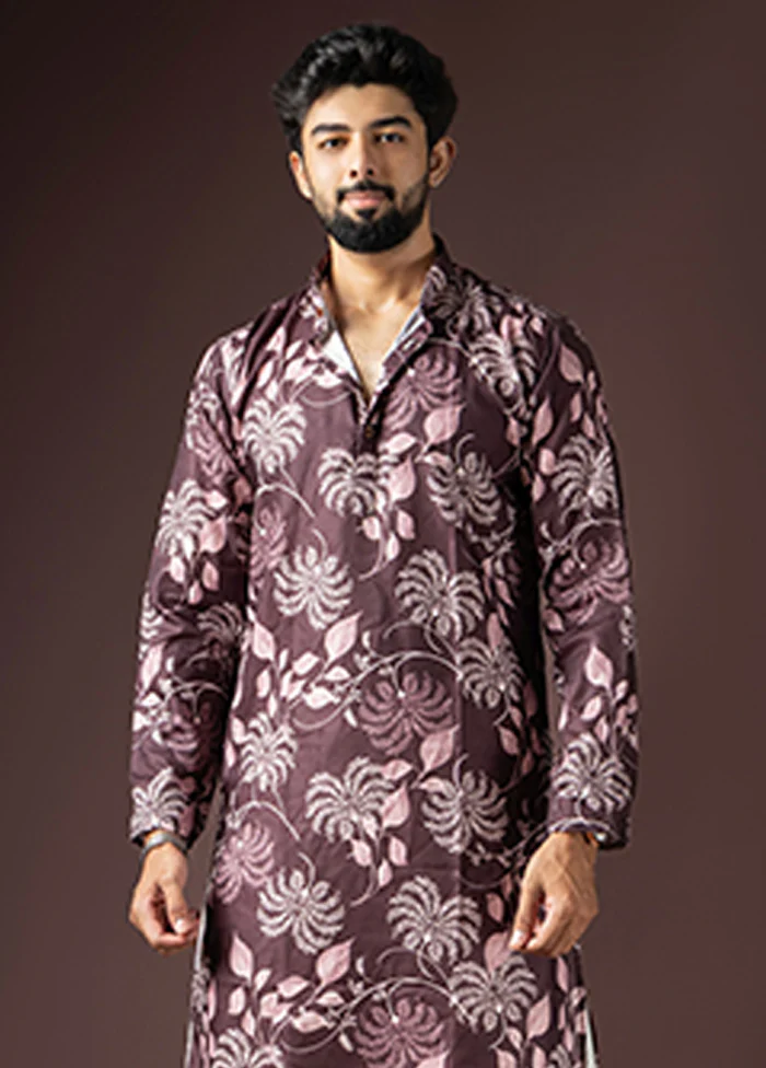 Maroon Cotton Kurta & Pajama Set - Image 2