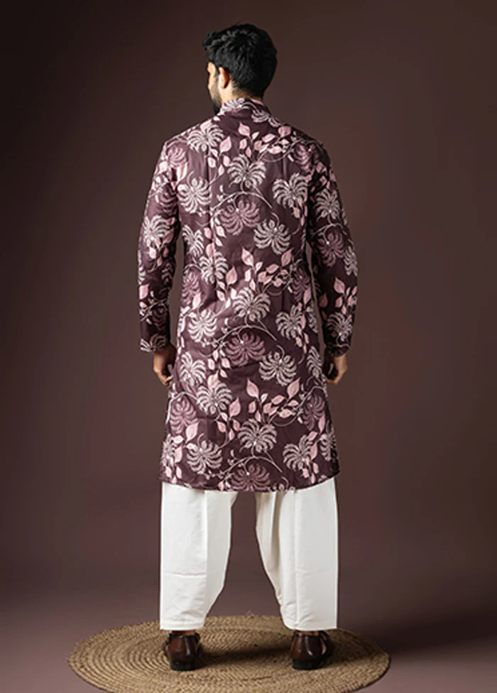 Maroon Cotton Kurta & Pajama Set - Image 3