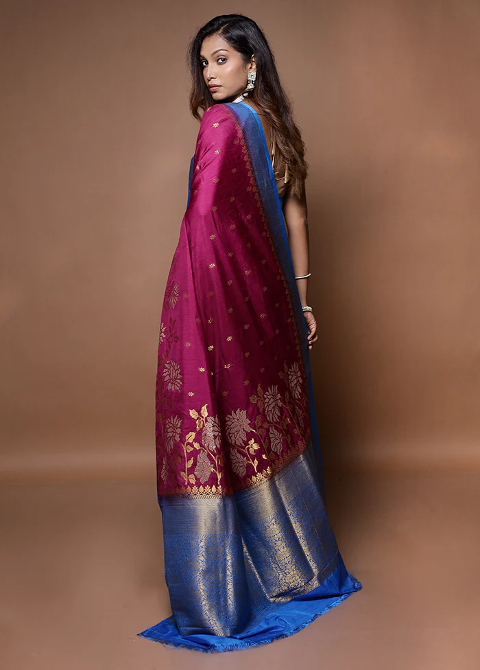 Pink Dupion Silk Saree With Blouse Piece - Image 3
