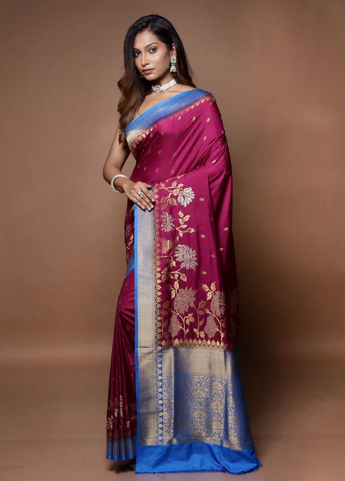 Pink Dupion Silk Saree With Blouse Piece - Image 4