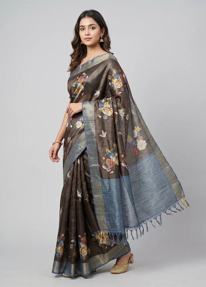 Maroon Dupion Silk Saree With Blouse Piece