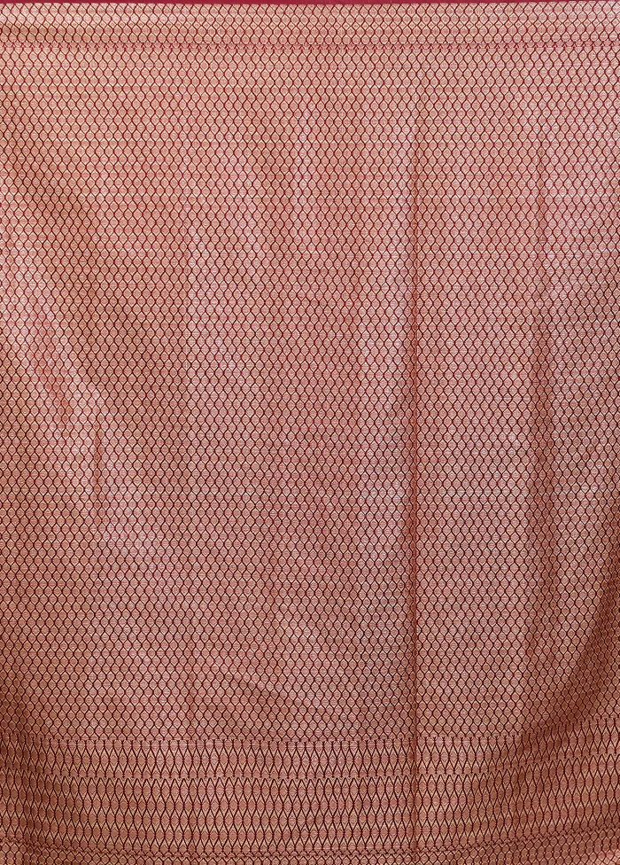 Maroon Dupion Silk Saree With Blouse Piece - Image 5