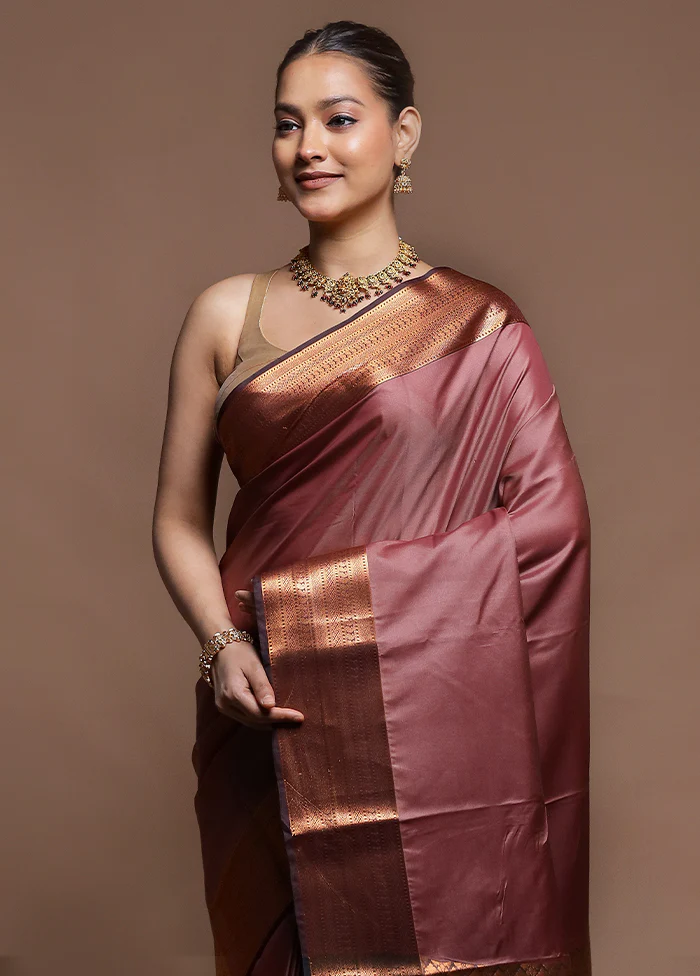 Maroon Dupion Silk Saree With Blouse Piece - Image 2