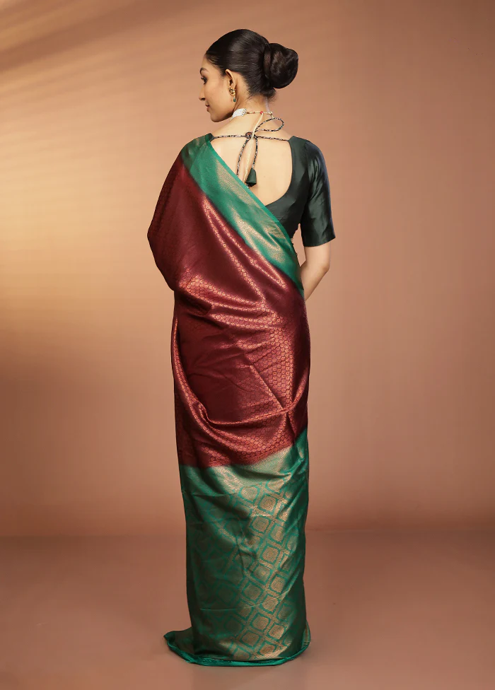Brown Dupion Silk Saree With Blouse Piece - Image 3