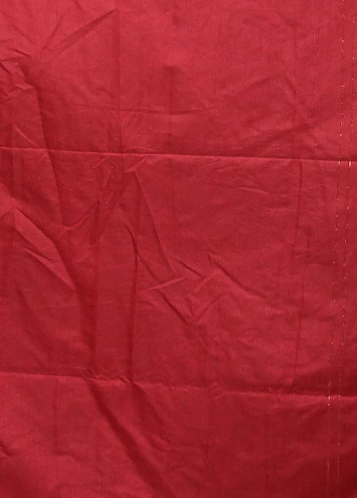 Maroon Dupion Silk Saree With Blouse Piece - Image 5