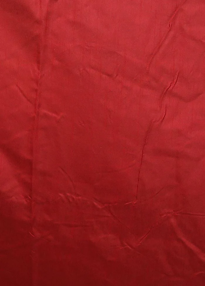 Maroon Dupion Silk Saree With Blouse Piece - Image 5