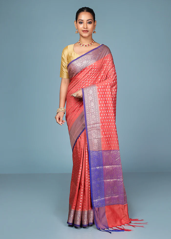 Pink Dupion Silk Saree With Blouse Piece - Image 2