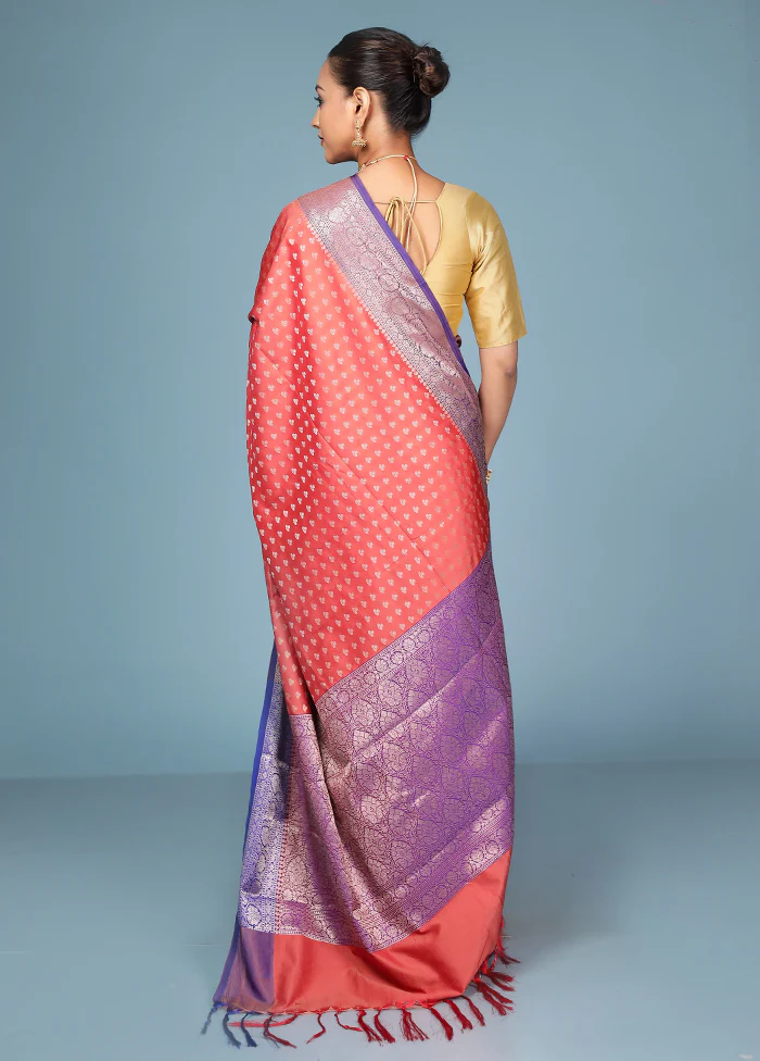 Pink Dupion Silk Saree With Blouse Piece - Image 3