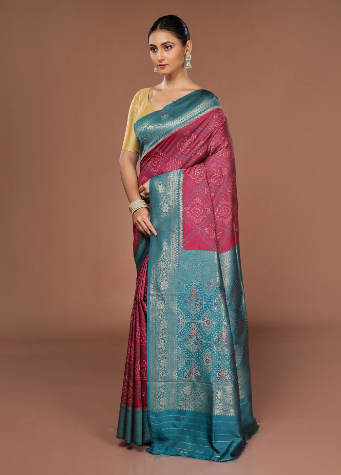Maroon Dupion Silk Saree With Blouse Piece - Image 4