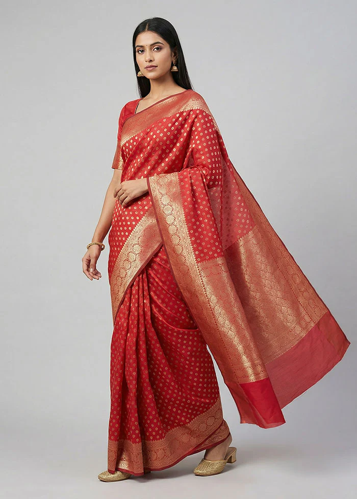 Maroon Dupion Silk Saree With Blouse Piece