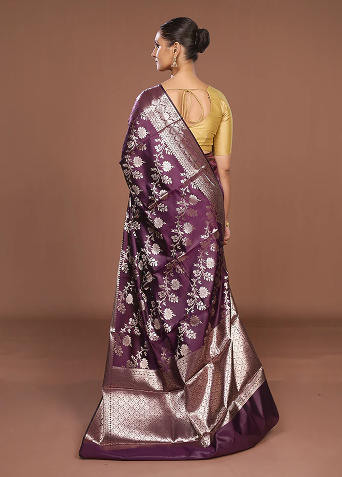 Maroon Dupion Silk Saree With Blouse Piece - Image 3