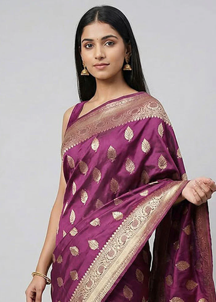 Maroon Dupion Silk Saree With Blouse Piece - Image 2