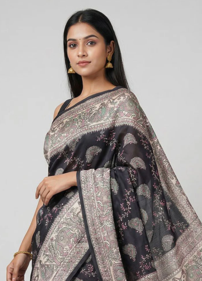 Maroon Dupion Silk Saree With Blouse Piece - Image 2