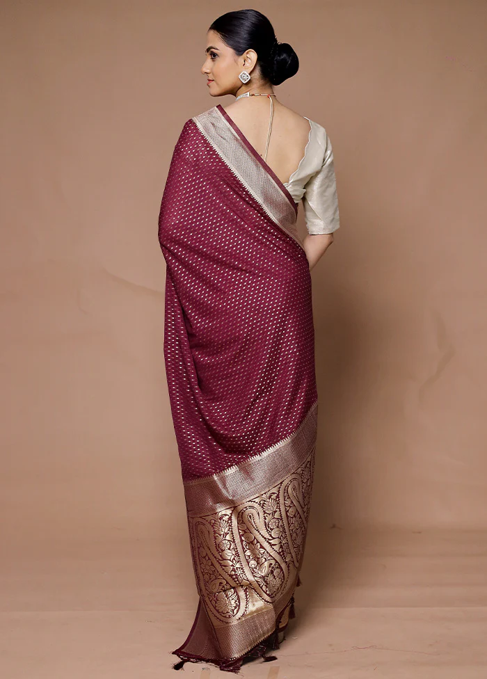 Maroon Georgette Saree With Blouse Piece - Image 3