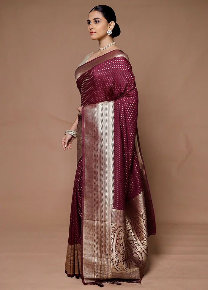 Maroon Georgette Saree With Blouse Piece - Image 4