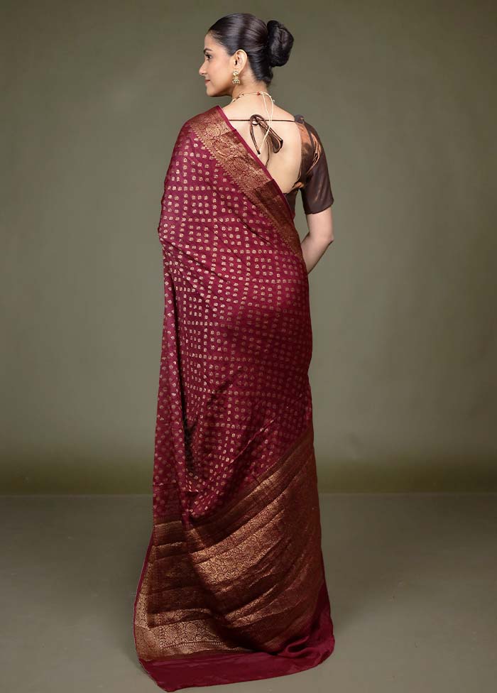 Maroon Georgette Saree With Blouse Piece - Image 3