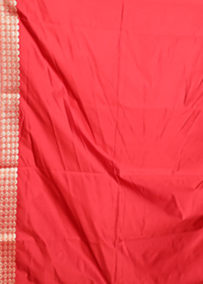 Maroon Handloom Banarasi Pure Silk Saree With Blouse Piece - Image 5