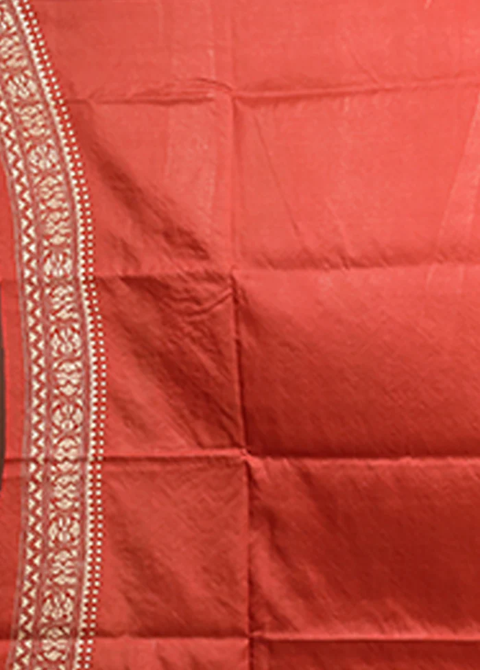 Maroon Handloom Kantha Stitch Pure Silk Saree With Blouse Piece - Image 5