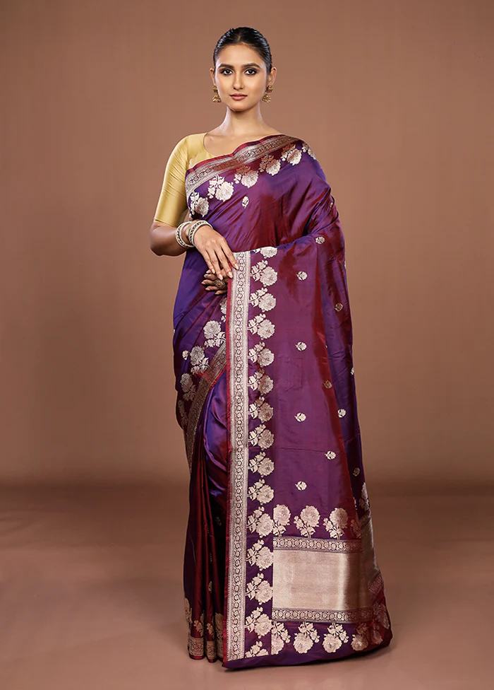 Maroon Handloom Katan Pure Silk Saree With Blouse Piece - Image 2